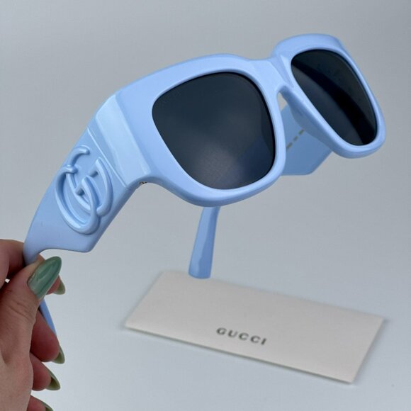 Gucci GG1545S 004 BRAND NEW Sunglasses Light Blue Women Square - Picture 1 of 12